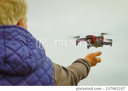 Start the drone, launching from hand Start the drone, launching from hand 137965287