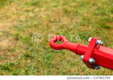 Tow hitch on big machinery closeup Tow hitch on big machinery closeup 137965704