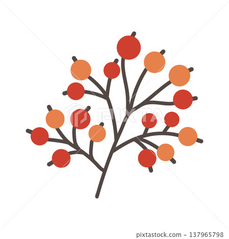 Two branches with clusters of autumn red forest berries isolated on white background vector art 137965798