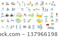 A collection of practical icons that visualize the rules and challenges involved in the transition of school club activities to local communities. 137966198