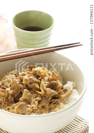 Beef bowl and tea Beef bowl and tea 137966211