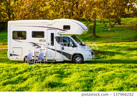 Camper and chairs on nature 137966282