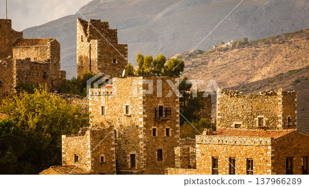 Tower houses in Vathia Greece Mani Peninsula 137966289