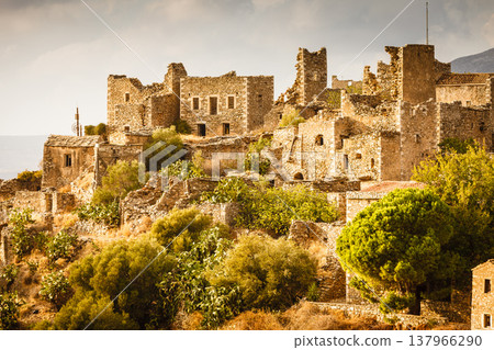 Tower houses in Vathia Greece Mani Peninsula 137966290
