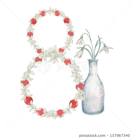 nomber 8 flower watercolor nomber 8 flower watercolor 137967340