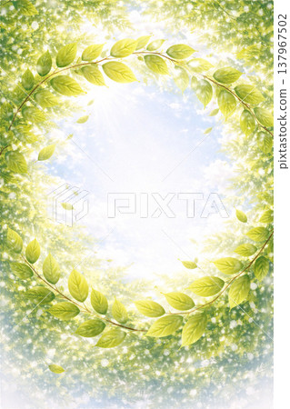 嫩葉/鮮綠系列：環繞中心邊緣的圓形背景材料 137967502