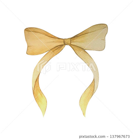 tied bow watercolor illustration 137967673