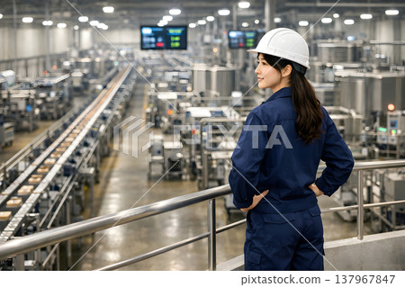 一位女操作員負責監督整條生產線。 137967847
