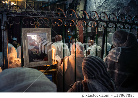 Ethiopian Coptic Christians praying in Jerusalem 137967885
