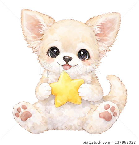 An illustration of a Chihuahua holding a star. An illustration of a Chihuahua holding a star. 137968028