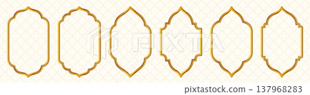Golden Islamic vector arch frames, luxury gold arch borders for Ramadan backgrounds, labels and graphic design Golden Islamic vector arch frames, luxury gold arch borders for Ramadan backgrounds, labels and graphic design 137968283