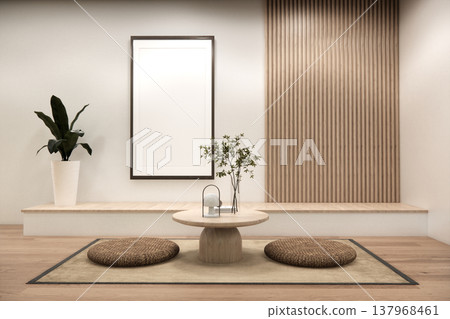 lowtable set and decoration japandi on white Modern living room modern white .3D rendering lowtable set and decoration japandi on white Modern living room modern white .3D rendering 137968461
