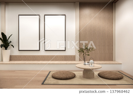 lowtable set and decoration japandi on white Modern living room modern white .3D rendering lowtable set and decoration japandi on white Modern living room modern white .3D rendering 137968462