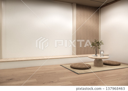 lowtable set and decoration japandi on white Modern living room modern white .3D rendering lowtable set and decoration japandi on white Modern living room modern white .3D rendering 137968463