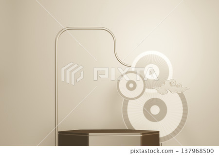 golden stage podium and simple decoration for products.3D rendering golden stage podium and simple decoration for products.3D rendering 137968500