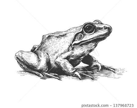Frog Illustration Vintage Engraved Vector Amphibian Wildlife Nature Drawing Frog Illustration Vintage Engraved Vector Amphibian Wildlife Nature Drawing 137968723