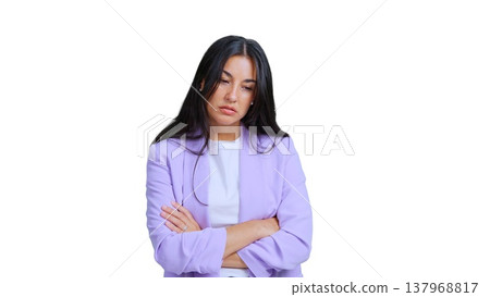 Young woman feeling disappointed with arms crossed 137968817