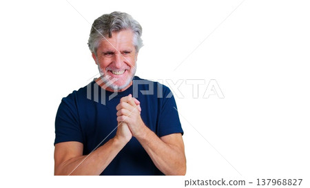 Happy senior man smiling with excitement on transparent background Happy senior man smiling with excitement on transparent background 137968827