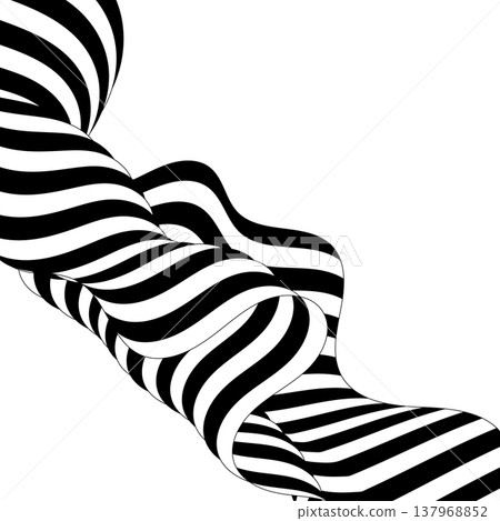 Abstract black and white twisted spiral with stripes in op-art style with depth effect on white background. Eps 10 137968852