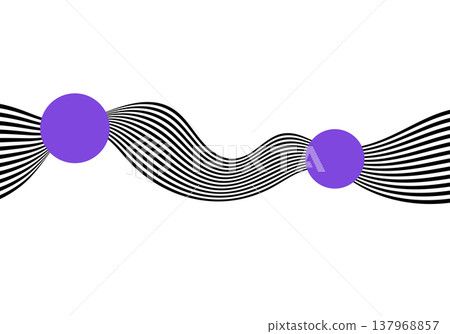 Abstract vector background with black wavy lines and purple circles in modern op-art style. Eps 10 137968857