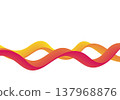 Abstract dynamic wave of two intertwined volumetric ribbons in warm yellow-red gradients on white background. 137968876