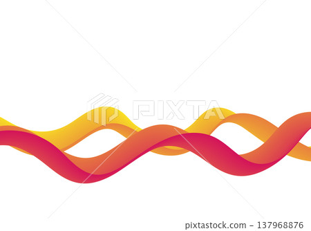 Abstract dynamic wave of two intertwined volumetric ribbons in warm yellow-red gradients on white background. Abstract dynamic wave of two intertwined volumetric ribbons in warm yellow-red gradients on white background. 137968876
