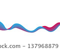 Abstract dynamic double wave with rich blue-pink gradient on isolated white background. 137968879