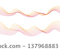 Set of three abstract linear waves in warm pink and gold gradients on white background. 137968883