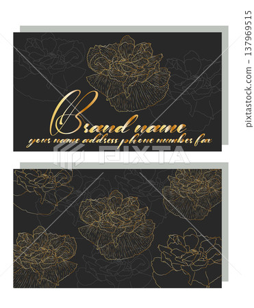 Business Luxury card. Modern Abstract design with poppy flowers decor. Place for texts Business Luxury card. Modern Abstract design with poppy flowers decor. Place for texts 137969515