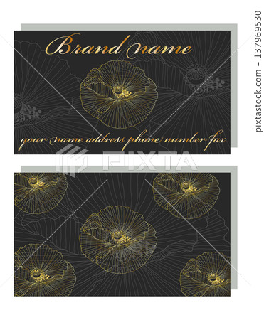 Business Luxury card. Modern Abstract design with poppy flowers decor. Place for texts Business Luxury card. Modern Abstract design with poppy flowers decor. Place for texts 137969530