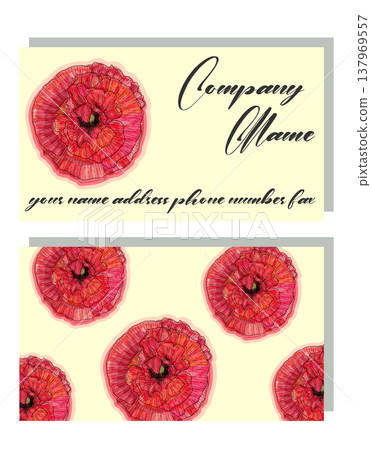 Business card for a beauty salon with watercolor poppies, stylish business design 137969557