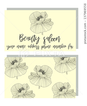 Business Luxury card. Modern Abstract design with poppy flowers decor. Place for texts 137969558