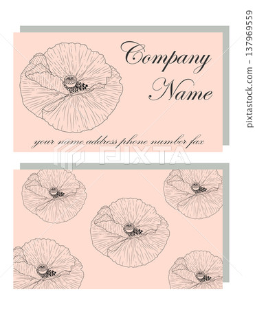 Business Luxury card. Modern Abstract design with poppy flowers decor. Place for texts 137969559