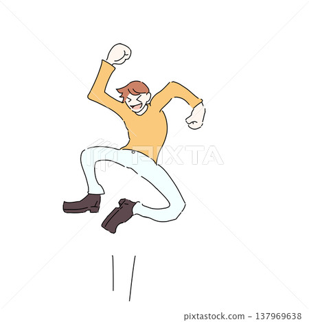 Illustration of a man jumping in joy 137969638
