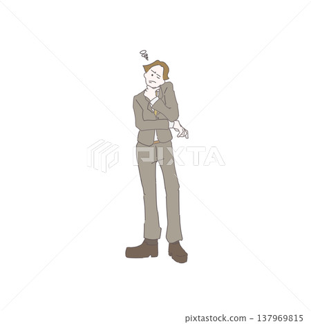 Illustration of a thoughtful businessman Illustration of a thoughtful businessman 137969815