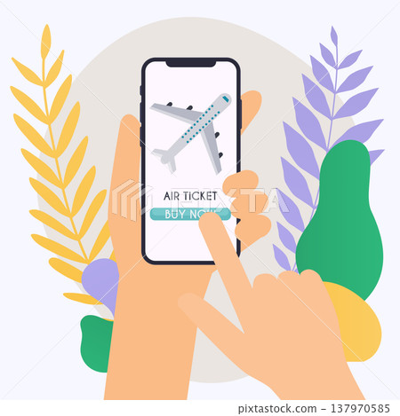 Online booking ticked. Buy Ticket Online. Traveling on airplane, planning a summer vacation, tourism and journey objects and passenger luggage. Online booking ticked. Buy Ticket Online. Traveling on airplane, planning a summer vacation, tourism and journey objects and passenger luggage. 137970585