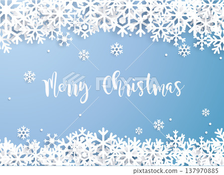 Merry Christmas. Snowflake winter of white isolated on blue background. Can be used for decoration, banners and card. Merry Christmas. Snowflake winter of white isolated on blue background. Can be used for decoration, banners and card. 137970885