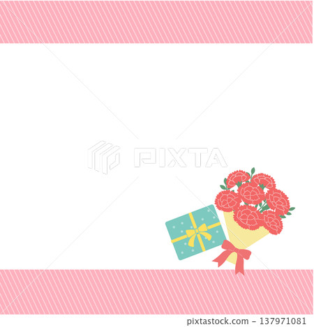 母親節橫幅插圖、康乃馨插圖、標誌、簡約可愛插圖 137971081