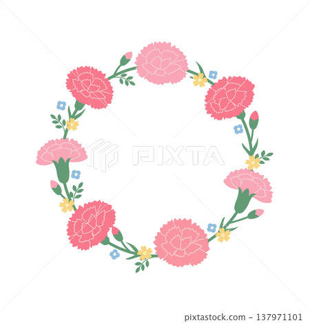 Mother's Day banner illustration, carnation illustration, carnation circle, logo, simple and cute illustration 137971101