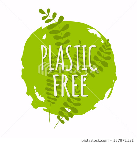 Plastic free organic products stickers. Eco lifestyle. Vector illustration. Plastic free organic products stickers. Eco lifestyle. Vector illustration. 137971151