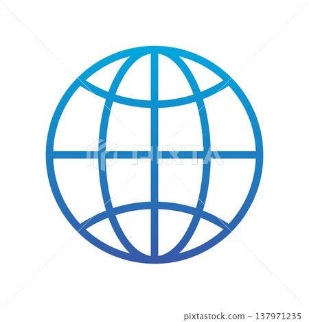 Blue gradient global icon (world icon, globe icon, globe mark) - Vector Blue gradient global icon (world icon, globe icon, globe mark) - Vector 137971235