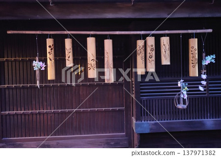 Night view of Takehara, a designated Important Preservation District for Groups of Traditional Buildings. 137971382