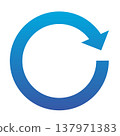A single rotating arrow, blue gradient color, vector illustration, single item. 137971383