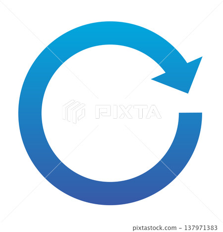 A single rotating arrow, blue gradient color, vector illustration, single item. 137971383