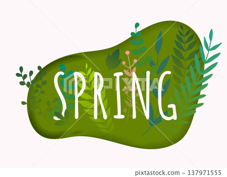 Spring. Spring leafs on the background. Flat design modern vector illustration concept. Spring. Spring leafs on the background. Flat design modern vector illustration concept. 137971555