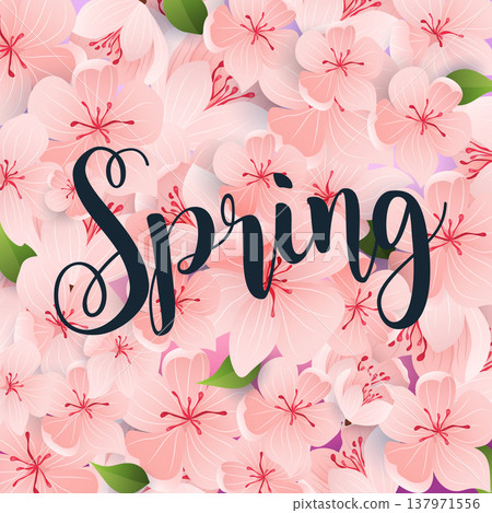 Spring. Spring leafs on the background. Flat design modern vector illustration concept. Spring. Spring leafs on the background. Flat design modern vector illustration concept. 137971556
