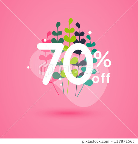 Sale discount icons with leafs design. Special offer price signs. Sale discount icons with leafs design. Special offer price signs. 137971565
