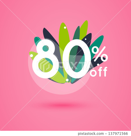 Sale discount icons with leafs design. Special offer price signs. Sale discount icons with leafs design. Special offer price signs. 137971566