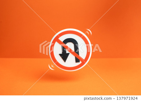 A no turn sign. No turning back and commitment to goals. Determination and discipline drive progress while refusing retreat symbolizes strong mindset and focus on long term success. A no turn sign. No turning back and commitment to goals. Determination and discipline drive progress while refusing retreat symbolizes strong mindset and focus on long term success. 137971924
