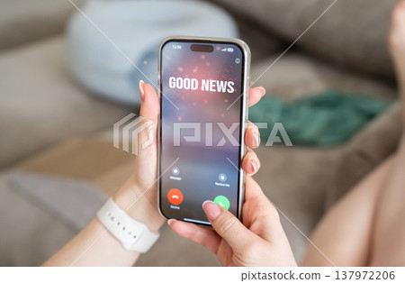 A woman receives a call with bad news. Coping with stress and difficult decisions in everyday life. Emotional resilience and crisis response highlight mental health challenges 137972206